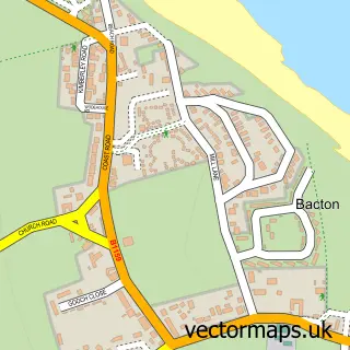 Street map sample of Bacton, Norfolk