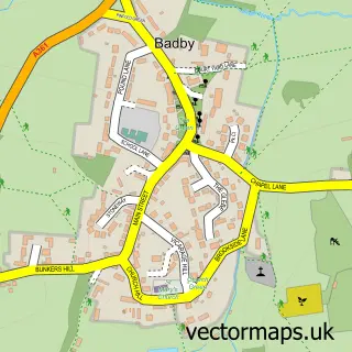 Street map sample of Badby, Northamptonshire