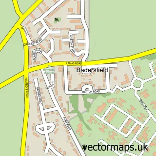Street map sample of Badersfield, Norfolk