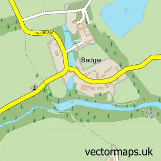 Street map sample of Badger, Shropshire
