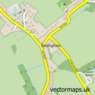 Street map sample of Badingham, Suffolk