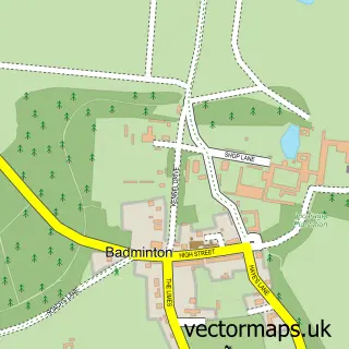 Street map sample of Badminton, Gloucestershire