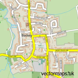 Street map sample of Badsey, Worcestershire