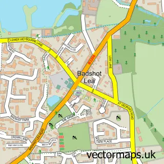 Street map sample of Badshot Lea, Surrey