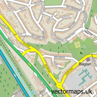 Street map sample of Baglan, West Glamorgan