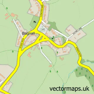 Street map sample of Bagnall, Staffordshire