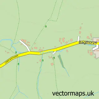 Street map sample of Bagthorpe, Nottinghamshire