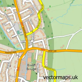Street map sample of Bailiff Bridge, West Yorkshire