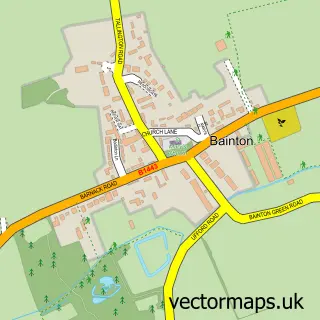 Street map sample of Bainton, Cambridgeshire