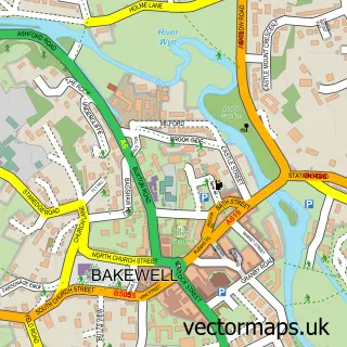 Street map sample of Bakewell, Derbyshire