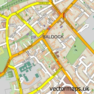 Street map sample of Baldock, Hertfordshire