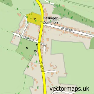 Street map sample of Ballinger Common, Buckinghamshire