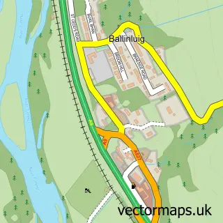 Street map sample of Ballinluig, Perth and Kinross