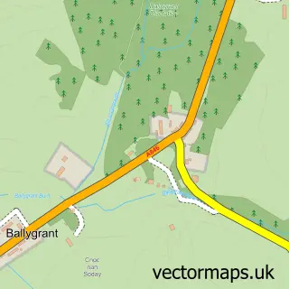 Street map sample of Ballygrant, Argyll and Bute