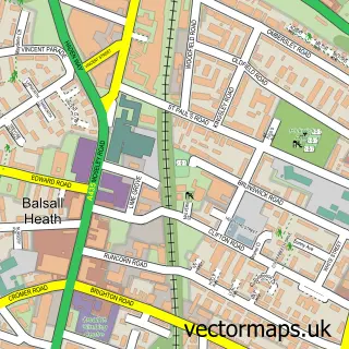Street map sample of Balsall Heath, West Midlands