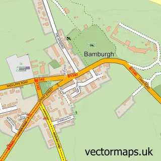 Street map sample of Bamburgh, Northumberland
