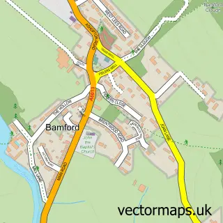 Street map sample of Bamford, Derbyshire