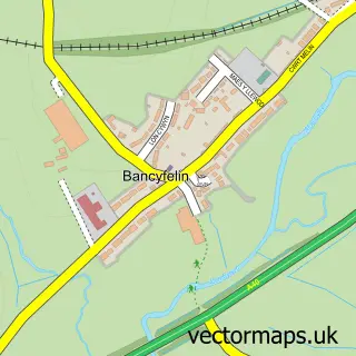 Street map sample of Banc-y-felin, Dyfed