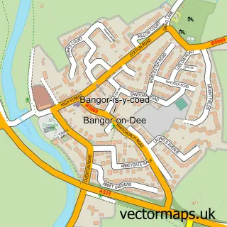 Street map sample of Bangor-on-Dee, Clwyd