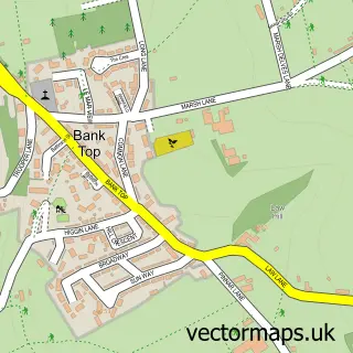 Street map sample of Bank Top, West Yorkshire