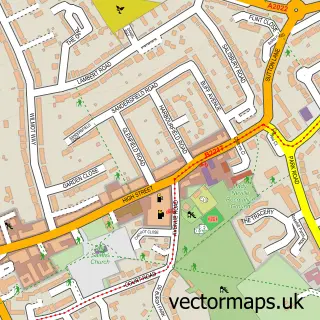 Street map sample of Banstead, Surrey