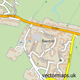 Street map sample of Bapchild, Kent