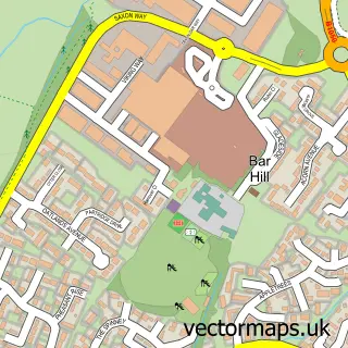 Street map sample of Bar Hill, Cambridgeshire