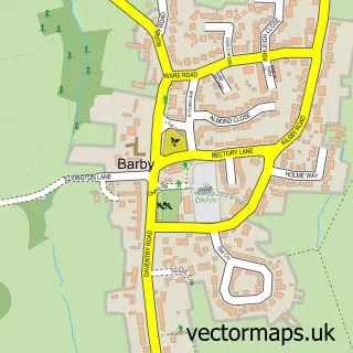 Street map sample of Barby, Northamptonshire