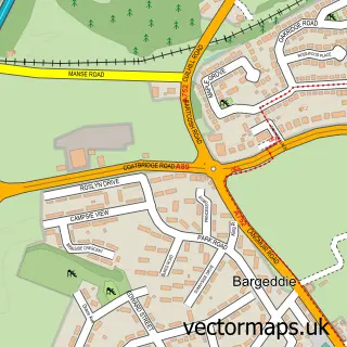 Street map sample of Bargeddie, Lanarkshire