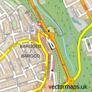 Street map sample of Bargoed, Gwent