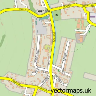 Street map sample of Barham, Kent