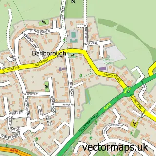 Street map sample of Barlborough, Derbyshire