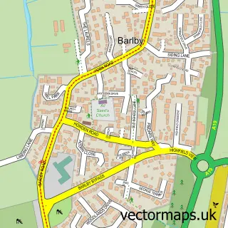Street map sample of Barlby, North Yorkshire