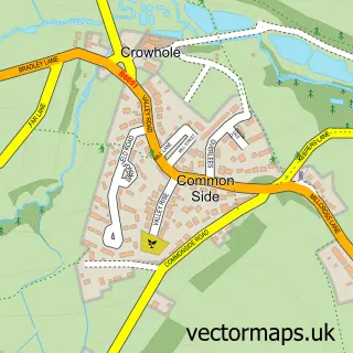 Street map sample of Barlow Common, Derbyshire