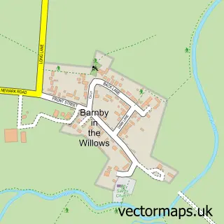 Street map sample of Barnby in the Willows, Nottinghamshire