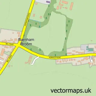 Street map sample of Barnham Broom, Norfolk