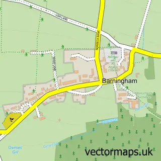 Street map sample of Barningham, Durham