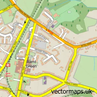 Street map sample of Barnt Green, Worcestershire