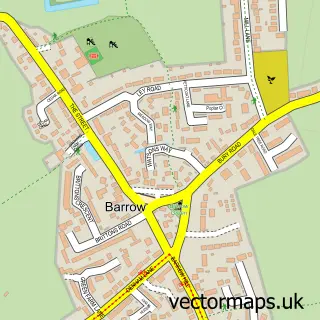 Street map sample of Barrow, Suffolk