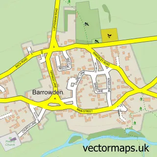 Street map sample of Barrowden, Rutland