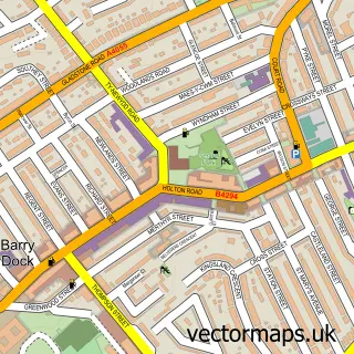 Street map sample of Barry, South Glamorgan