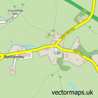 Street map sample of Barthomley, Cheshire