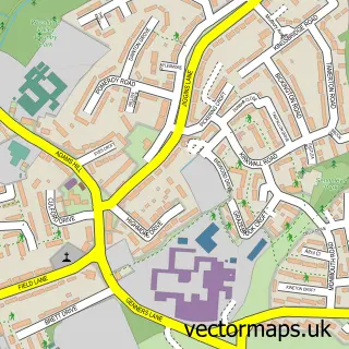 Street map sample of Bartley Green, West Midlands