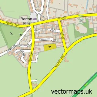 Street map sample of Barton Mills, Suffolk