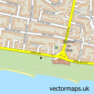 Street map sample of Barton on Sea, Hampshire