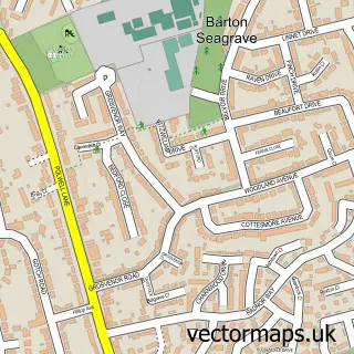 Street map sample of Barton Seagrave, Northamptonshire
