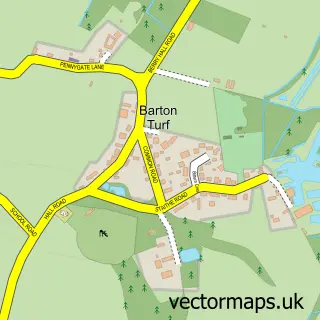 Street map sample of Barton Turf, Norfolk