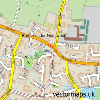 Street map sample of Barton-under-Needwood, Staffordshire
