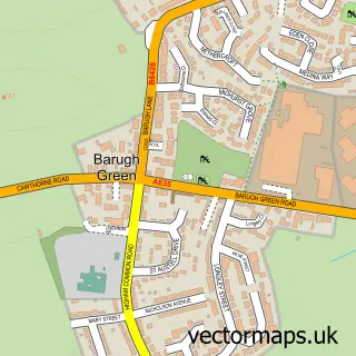 Street map sample of Barugh Green, South Yorkshire