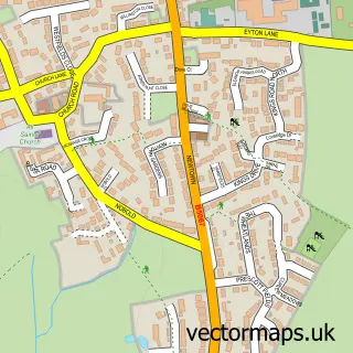 Street map sample of Baschurch, Shropshire